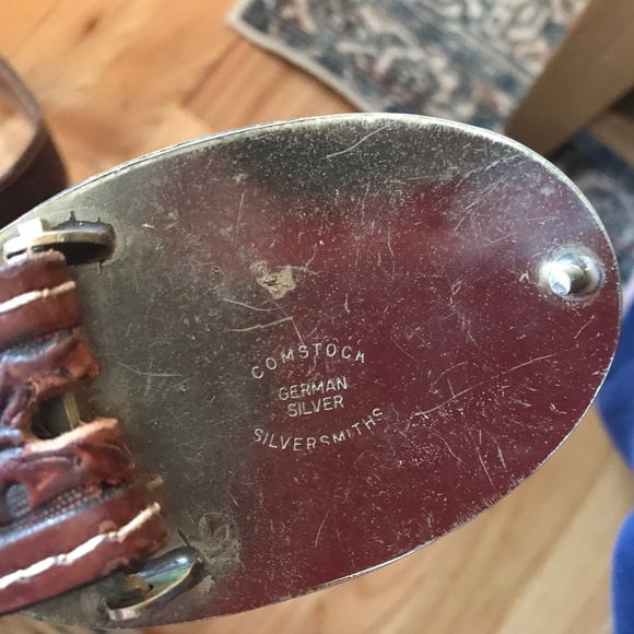 WESTERN LEATHER BELT GERMAN SILVER BUCKLE - Picture 4 of 10